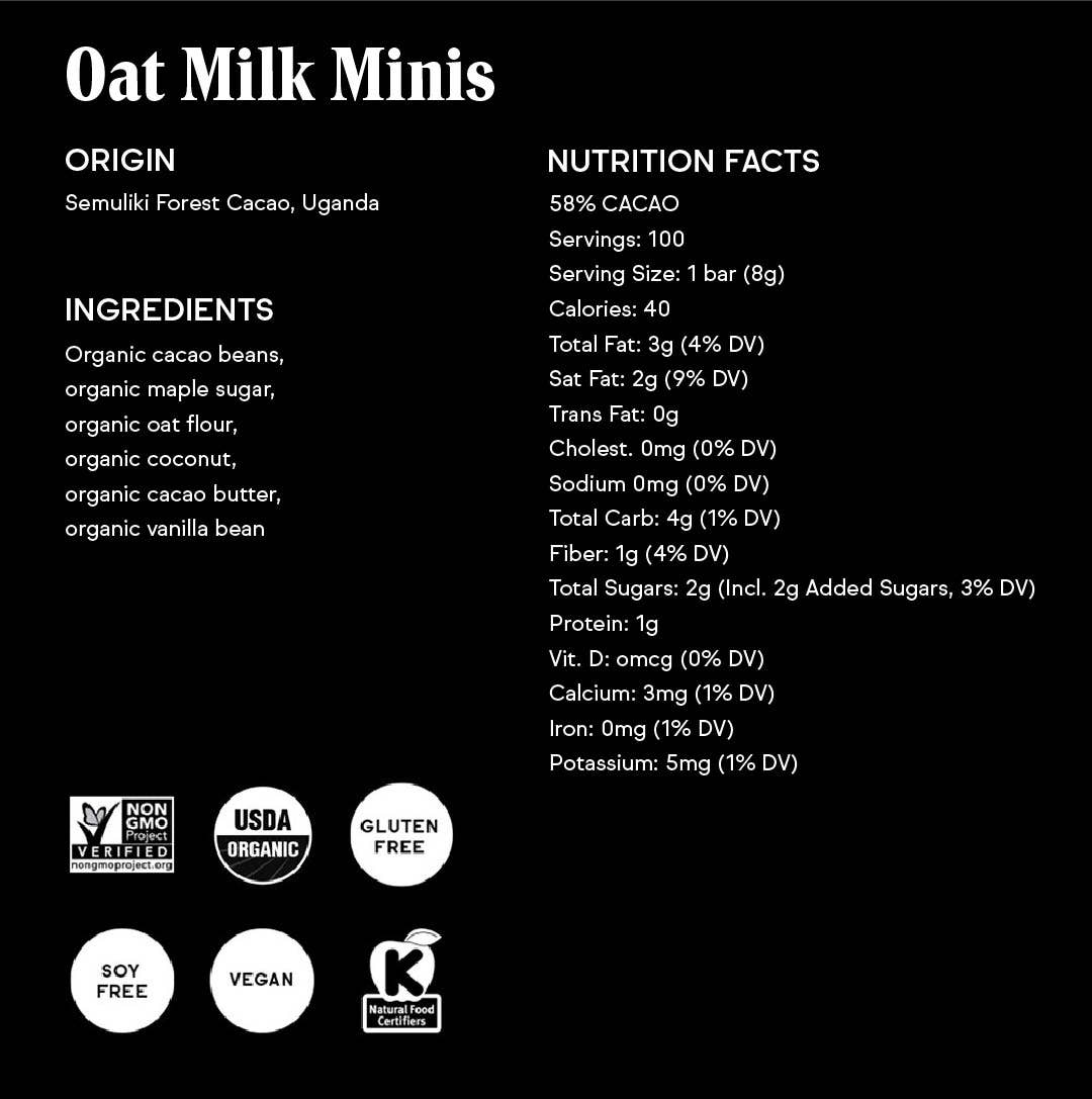 Raaka Chocolate - Wholesale Chocolate Bar - 58% Oat Milk Mini Chocolate Bars (100ct box)6