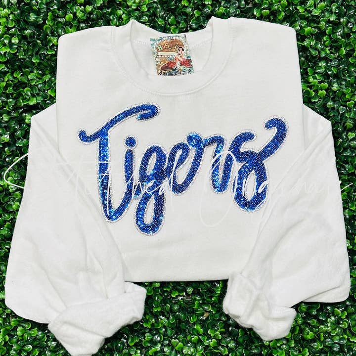 Silver Sequin Tigers Youth Sweatshirt Silver Sequin Tigers Youth Sweatshirt