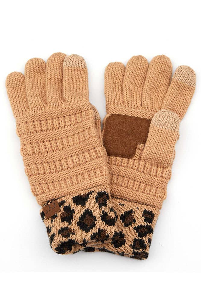 Hana – wholesale Gloves – Women's – C.C Leopard Knit Gloves3