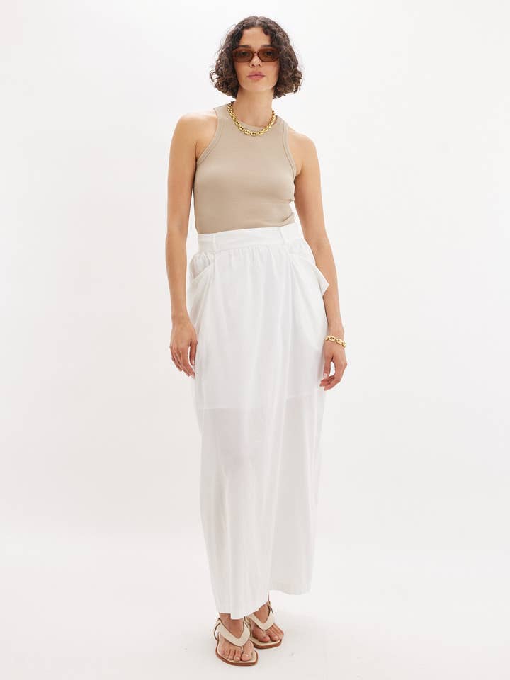 Nora Pocket Maxi Skirt - White for wholesale by Amelius