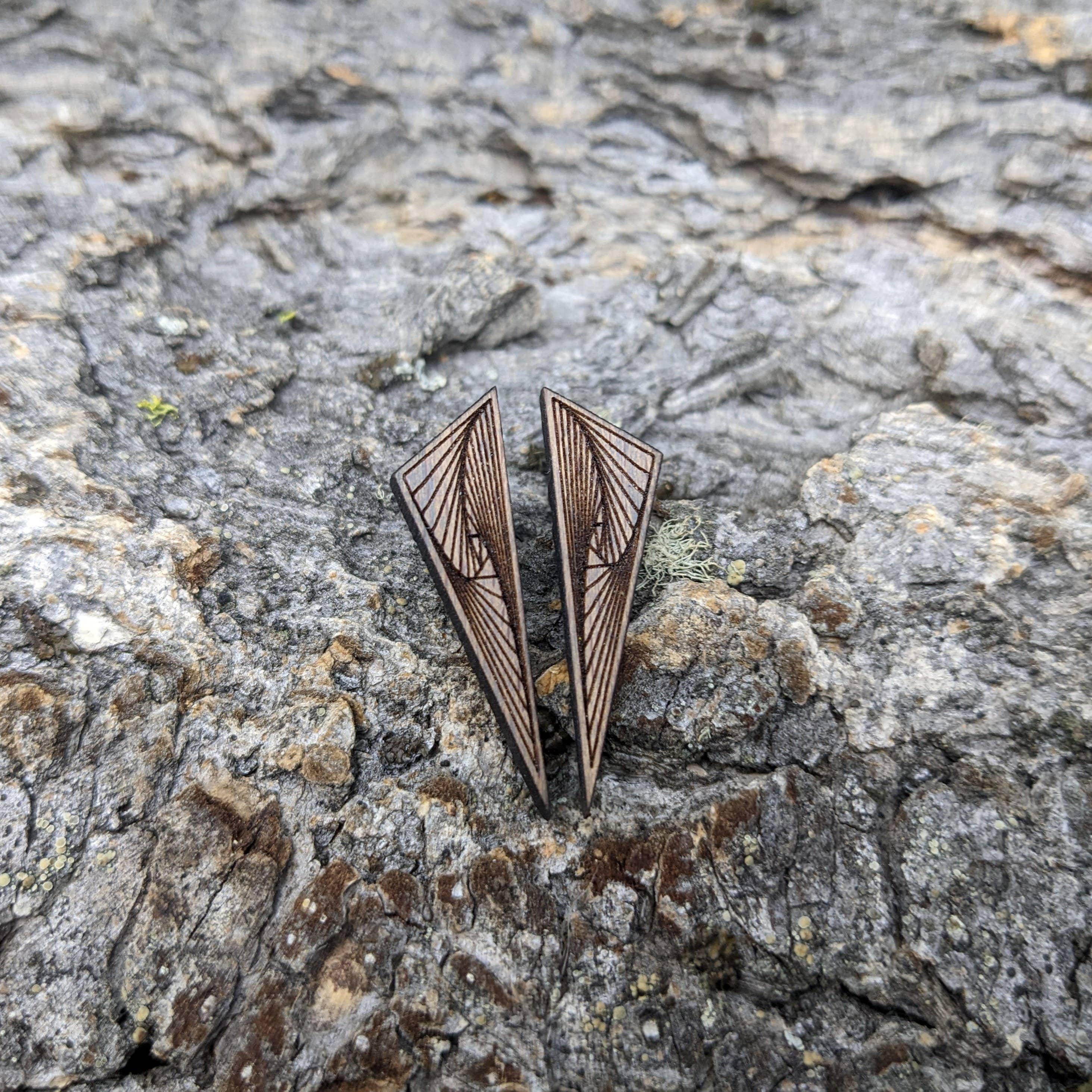 The Forest and Forge - Wholesale Stud/Post Earrings - Etched Triangle Wood Stud Earrings2