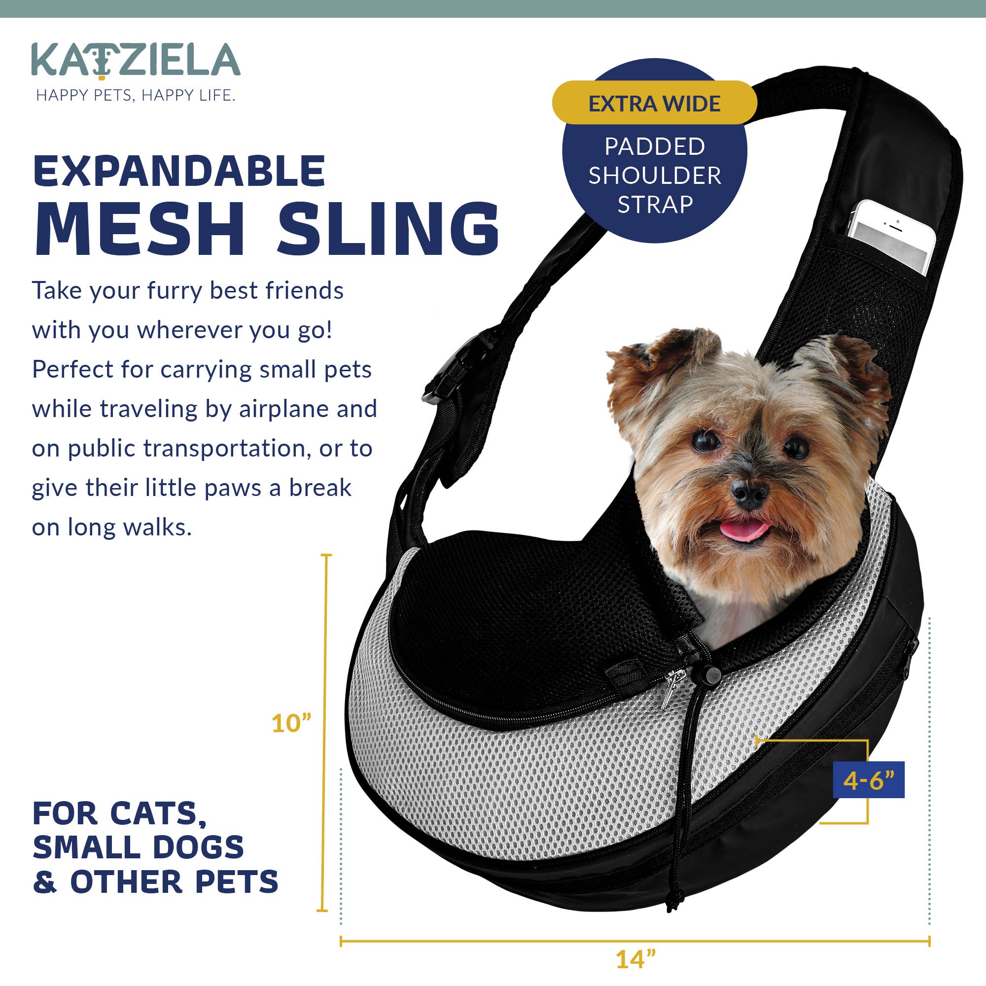 Katziela - Wholesale Pet Carrier - Cat/Dog - Pet Carrier Expandable Sling For Small Dogs And Cats Black13