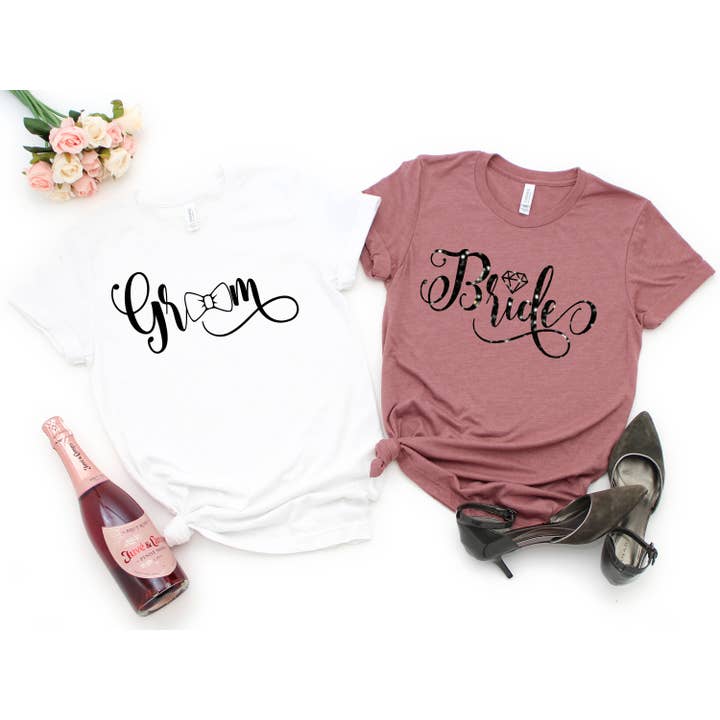 PrimestoreUS - Venta al por mayor Camiseta serigrafiada - Mujer - Camisas de novia y novio, camisas de fiesta de boda, camisa de recién casados, camisa a juego para pareja, camisa de novia, camisa de señor señora, camiseta de recién casados