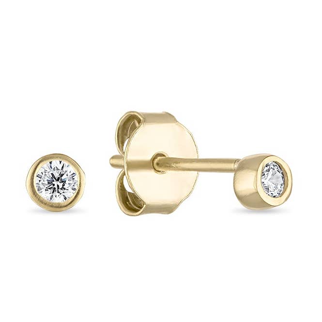 14k Vermeil Mini Bezel Oorstekers voor wholesale door Emily Volaski