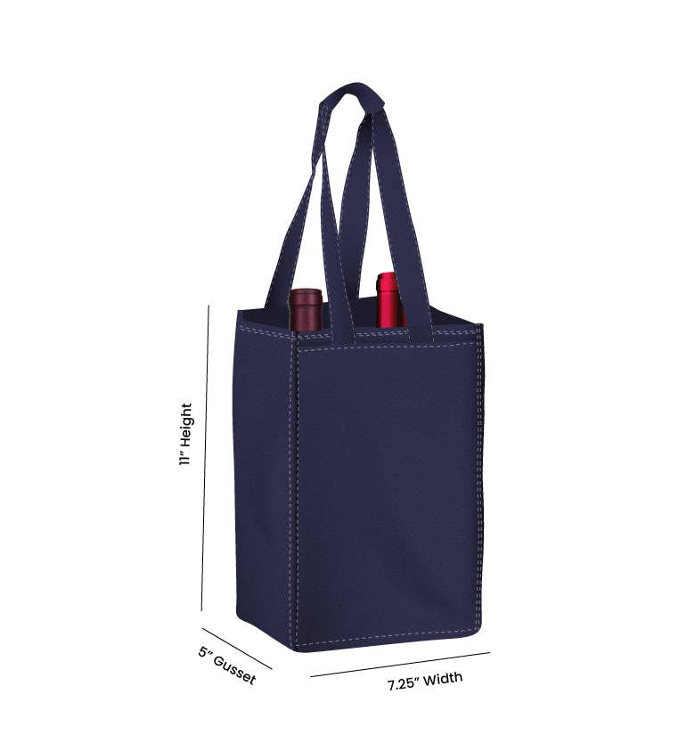 Non Woven Totes - Wholesale Wine Tote - Reusable 2-Bottle Wine Tote Bag-7.25x11x5 with Bottom Gusset | Custom Printed Wine Totes26
