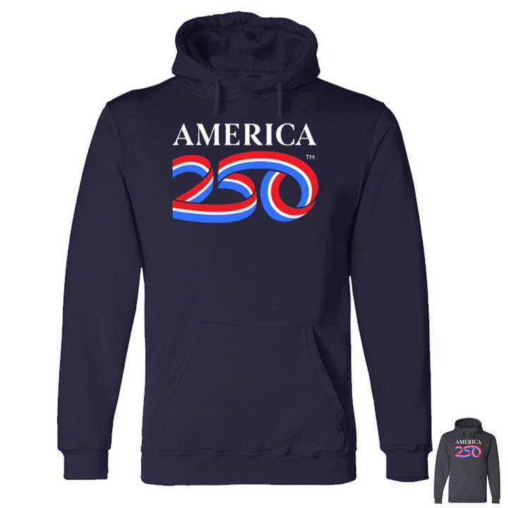 Classic Hooded Pullover, Navy & Charcoal for wholesale by America250