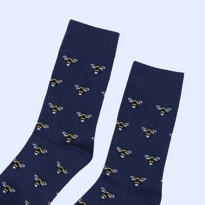Bare Kind Socks - Vendita all'ingrosso Calzini - Unisex - Calzini con motivo ape piccolo | Calzini in bambù blu2
