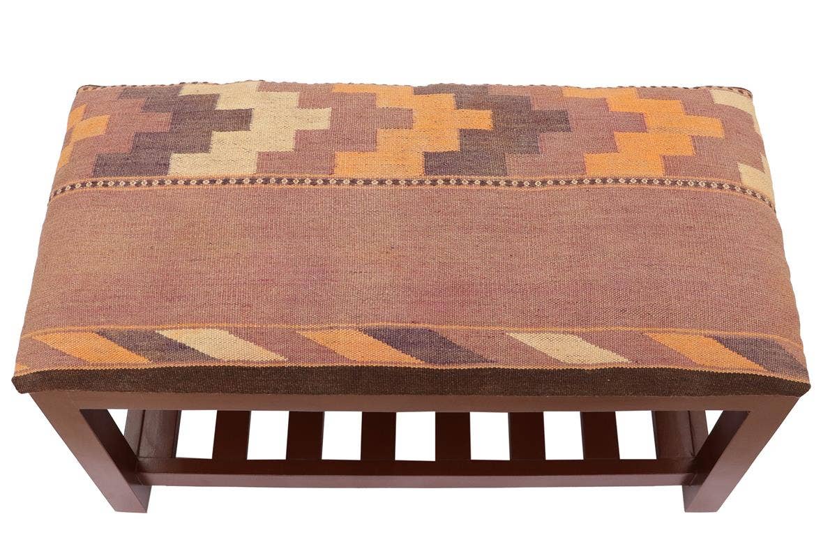 Arshs Fine Rugs - Wholesale Pouf - Urban Cash Kilim upholstered Handmade wood Storage Bench6