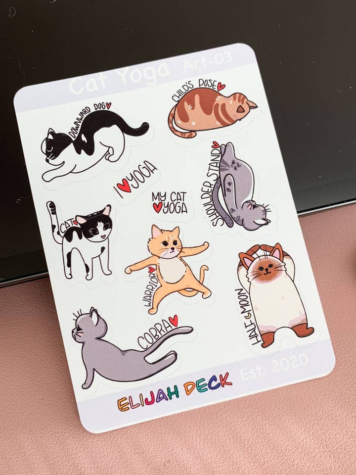 Katzen-Yoga | Katzen-Yoga-Aufkleberbogen | Matt für den Großhandel von ElijahDeck