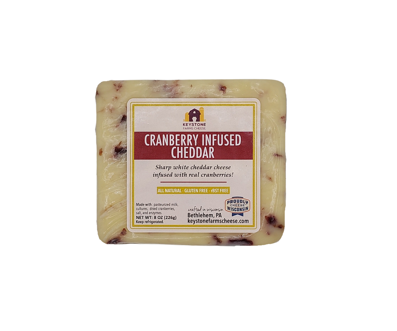 Keystone Cheese - Vente Fromages - Cheddar infusé aux canneberges2