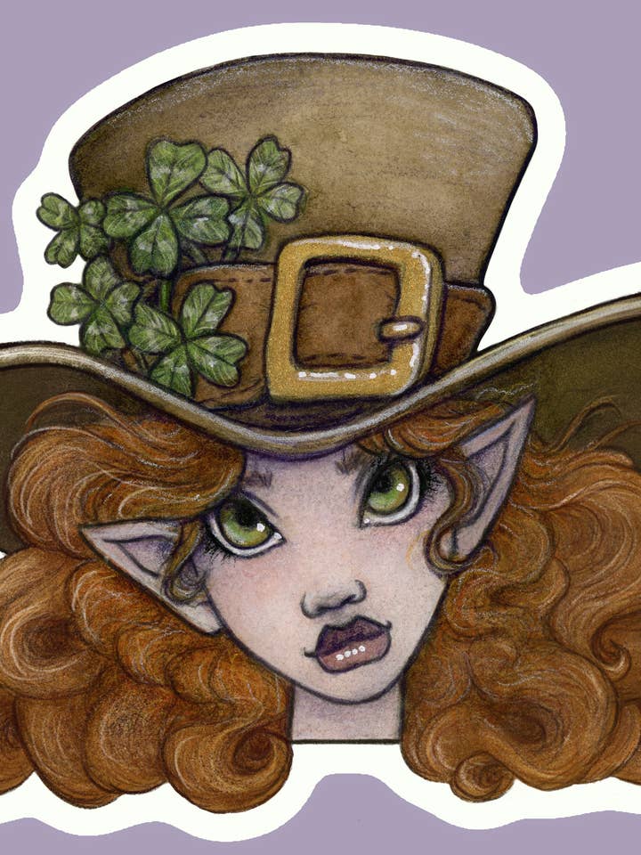 St Patrick's Day Faerie Fairy 2a Sticker for wholesale by Faeries of Glittering Glen