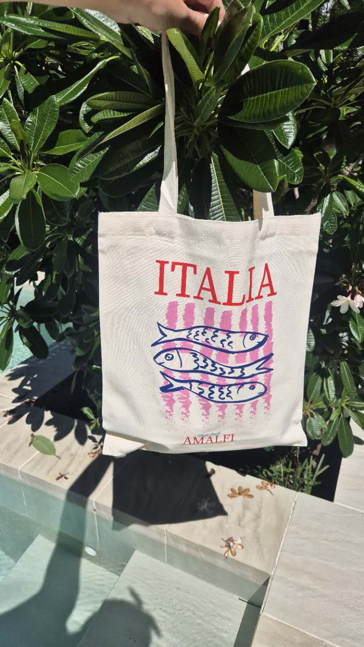 Melci Studio - Wholesale Tote bag – Women's - Tote Bag Cute Sardines Stripe Hand Sketched2