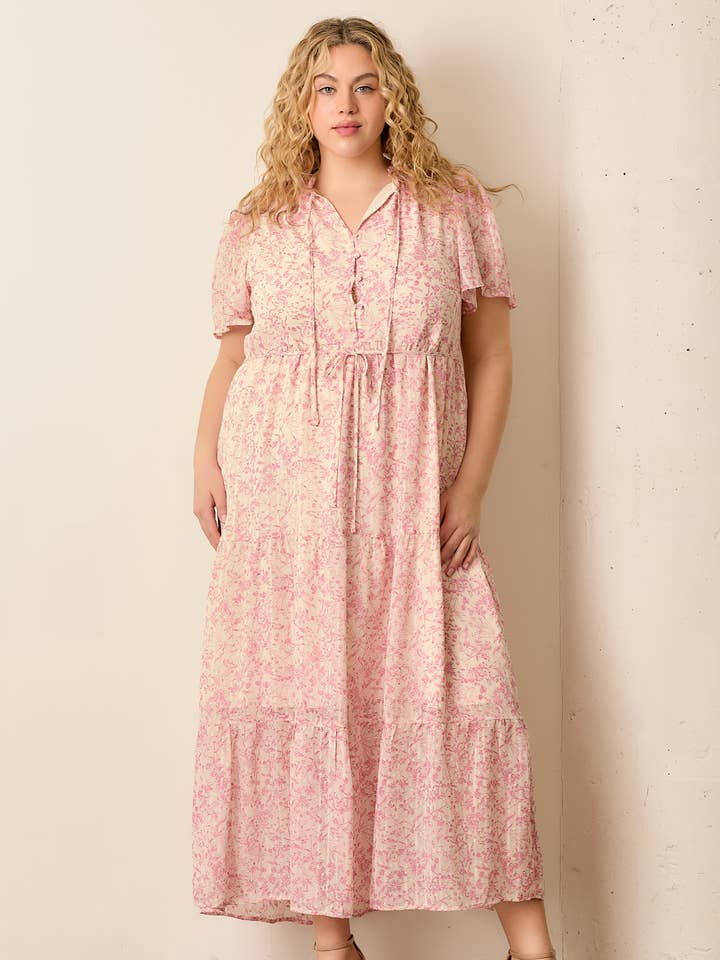 DITSY PRINT ASYMMETRIC TIERED MAXI DRESS for wholesale by Polagram by Wellmade USA