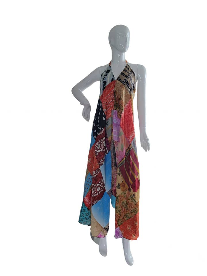 Evergreen Guardian Imports - Wholesale Dress - Women's - SK589 Long Patchwork Dress Strappy Backless1