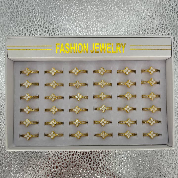 Gold Stainless 36 Piece Steel Ring | Classic Stone Design for wholesale by Loli