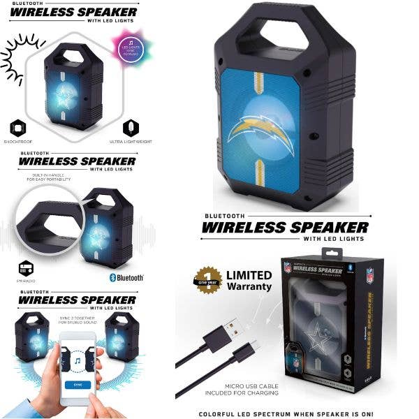 Los Angeles Chargers Speakers - Bluetooth XL 9" Speaker for wholesale by St. Louis Wholesale LLC