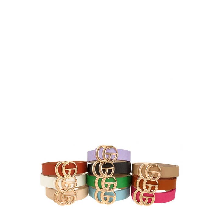 Pink Irene Wholesale - Wholesale Belt - Women's - Classic Faux Leather Belt with GO Buckle