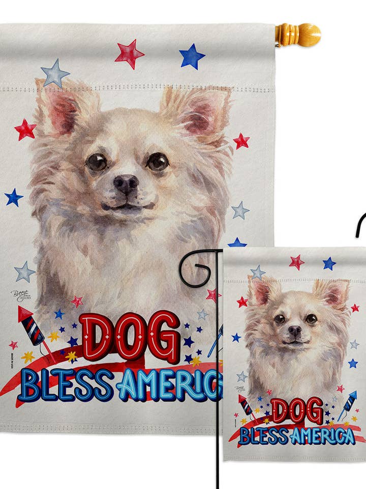 Bandiera Patriottica bianca Chihuahua Cane USA Star Stripes Garden per la vendita all'ingrosso da parte di Two Group Flag Co