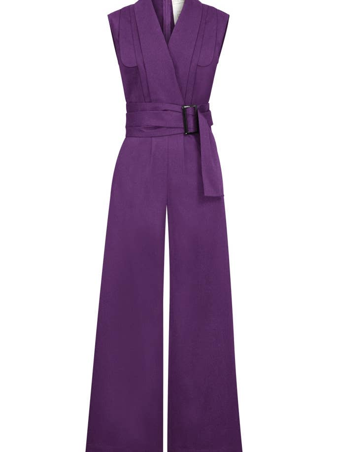 Chic Star Plus Size Plisseret Flap Jumpsuit i Lilla 030824 for engroshandel hos CHIC STAR