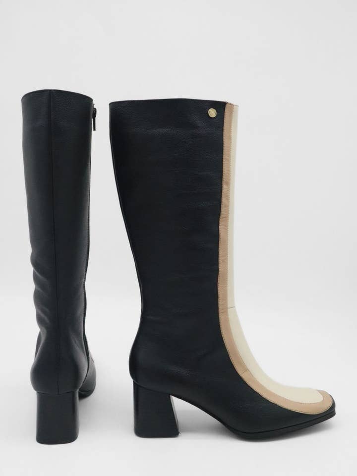 Revival knee high boots black leather women's shoes for wholesale on Faire7