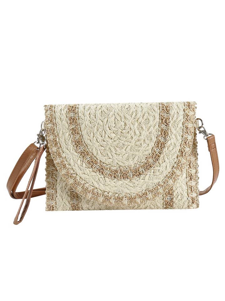 Stitch Detail Straw Clutch And Crossbody for wholesale by MYS Wholesale Inc