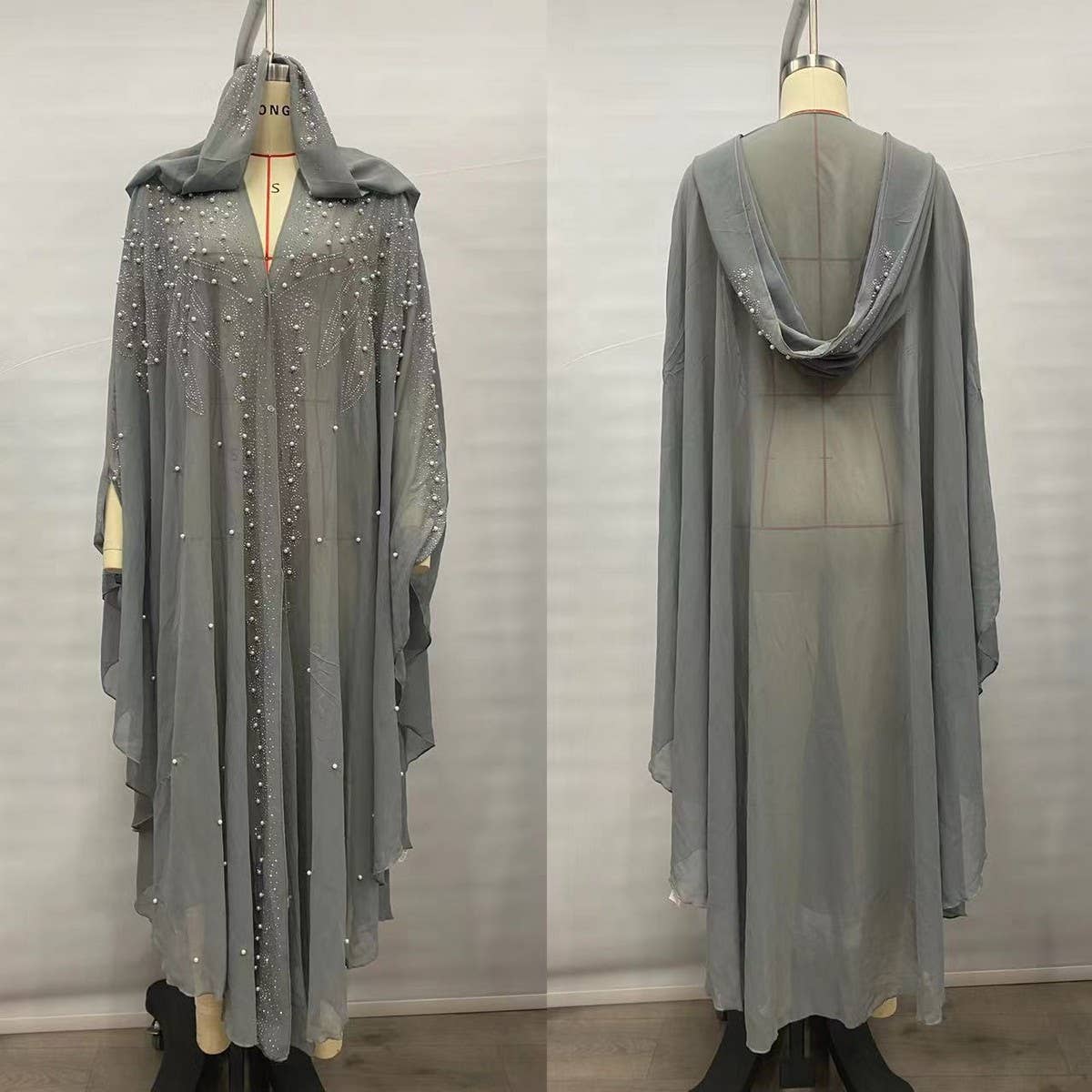ACCITY - Wholesale Cape - Women's - African Beaded Long Robe Muslim Cape Hooded Dress_CWMM61387