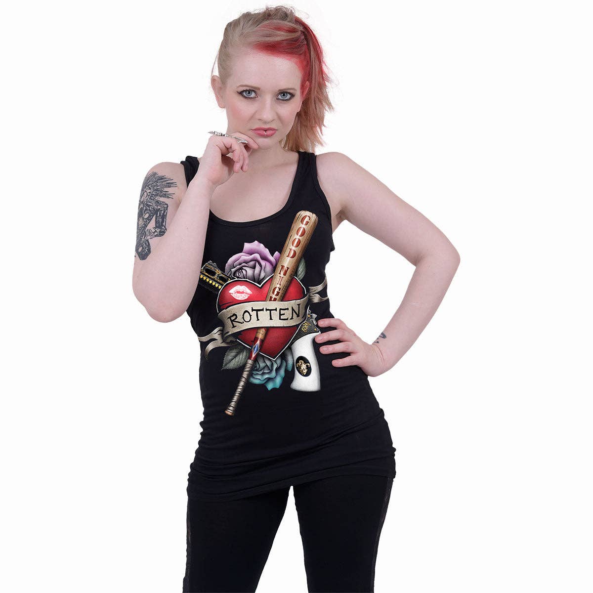 Spiral - Wholesale Tank Top - Women's - HARLEY QUINN - ROTTEN - Razor Back Top Black1