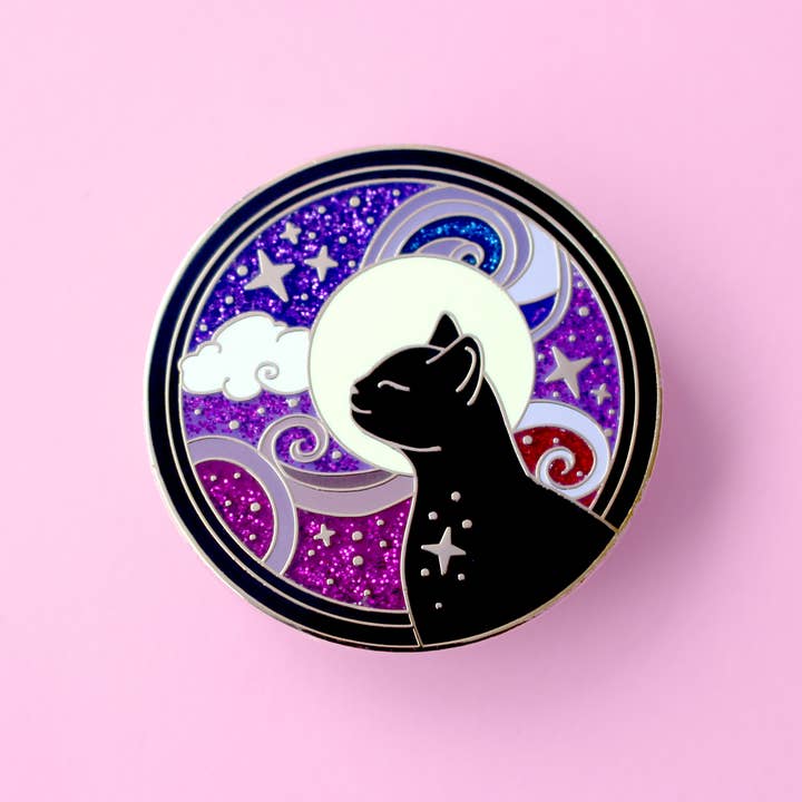 Glitter Punk - Vente Épinglettes/boutons - Cosmic Cat – Collection Art nouveau2