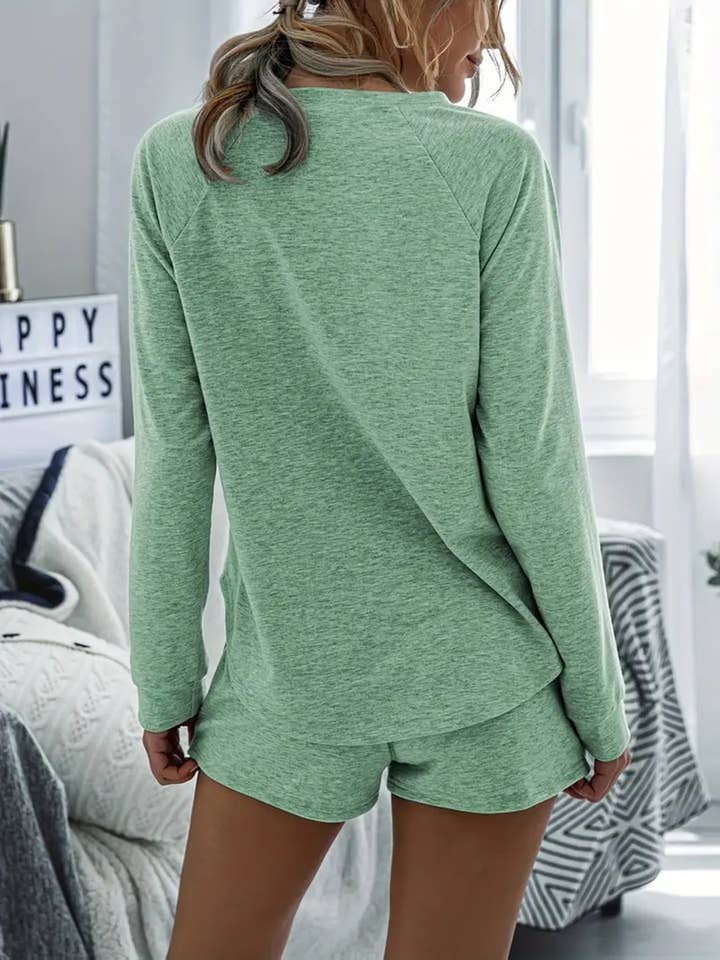 Wholesalesir - Wholesale Lounge set – Women's - Two Piece Round Neck Long Sleeved Shorts Sports Suit3