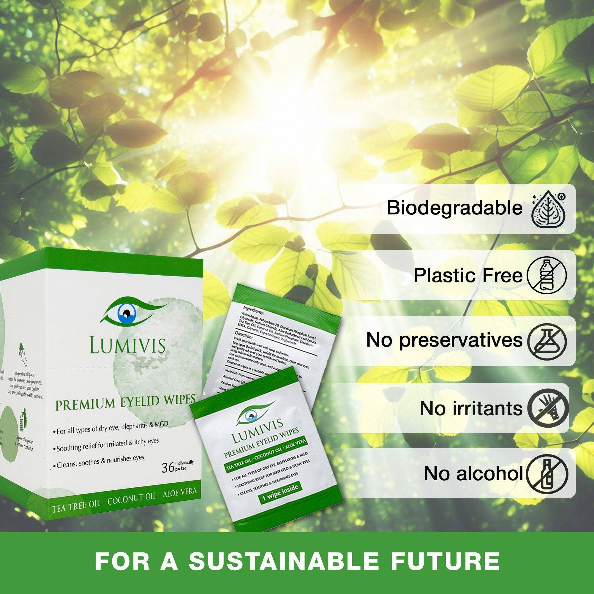 Ephesus Accessories - Wholesale Eye Treatment Mask - Lumivis Eyelid & Eyelash Wipes with Tea Tree Oil 36 Pieces5