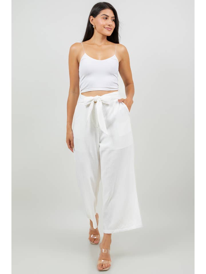 Veracci - Wholesale Pants - Women's - Linen Blend Wide-Leg Capri Pants