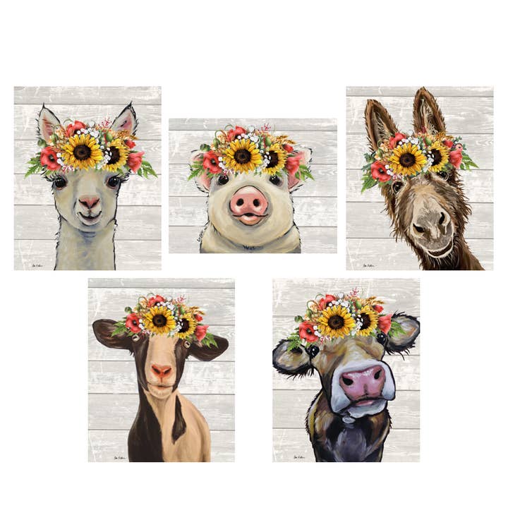 Sunflower Art Decor, Farm Print Bundle (5 Prints Total) for wholesale by Hippie Hound Studios