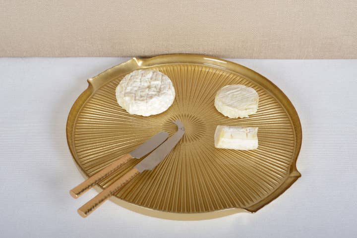 AULICA - Wholesale Platter - Golden Glass Cheese Board 30X28X2Cm