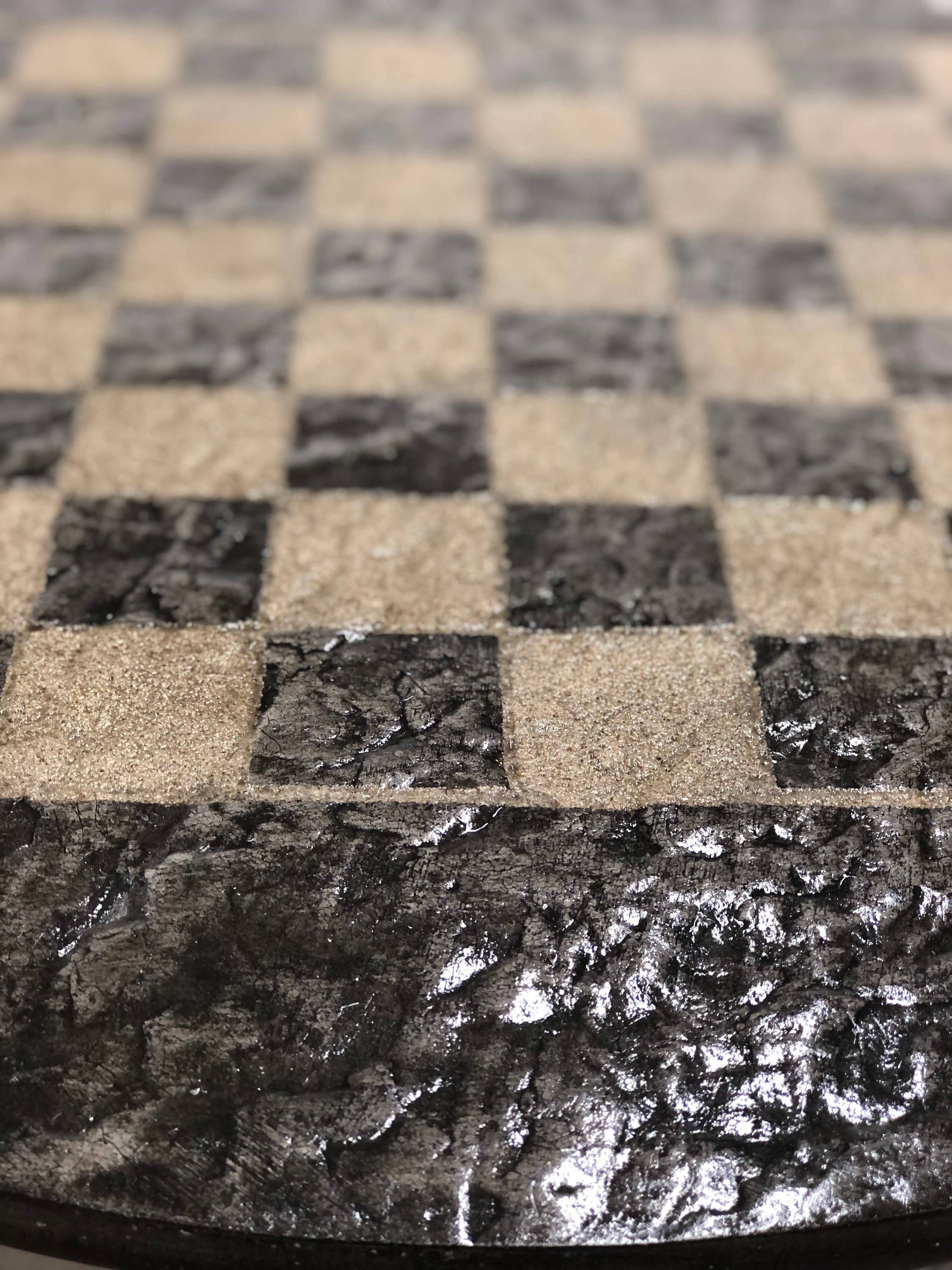 Concrete Resurrection Studios - Vente Jeux de société - Échiquier rotatif en béton texturé en pierre pour usage intérieur ou extérieur4