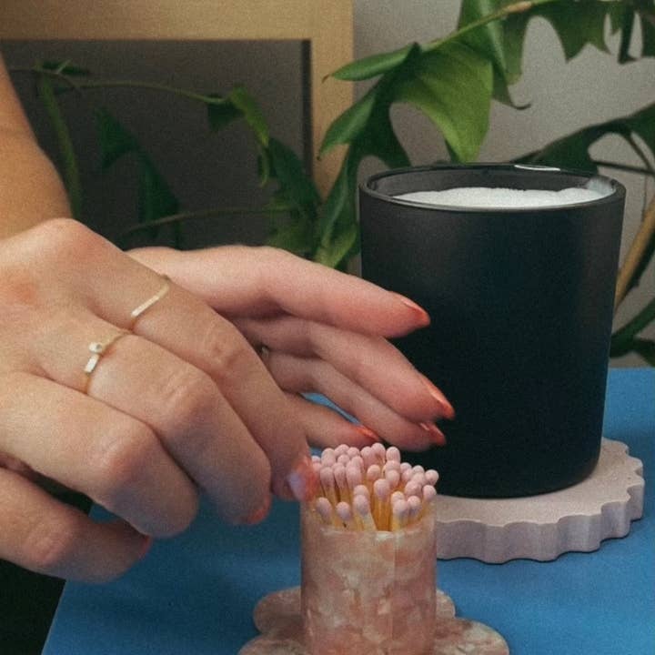 Girl Gang Craft - Wholesale Candle Holder - Aesthetic Pink Floral Match Holder + Striker 3