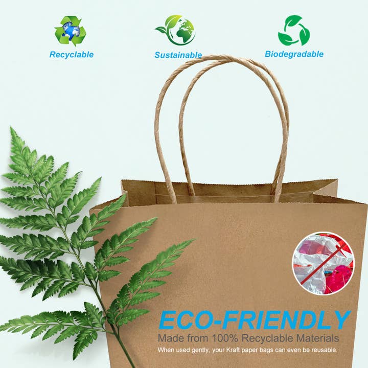 Kis Paper - Wholesale Gift Bag - Cub 8x4.75x10.25 inches Kraft Paper Bags Twist Handle