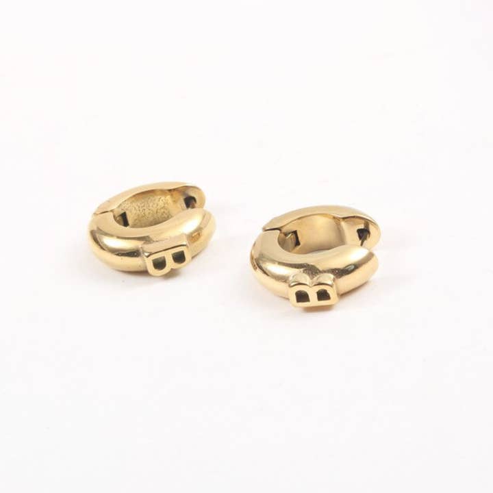 MeloMelo - Wholesale Huggie Earrings - Draco - B Logo Chunky Huggies3