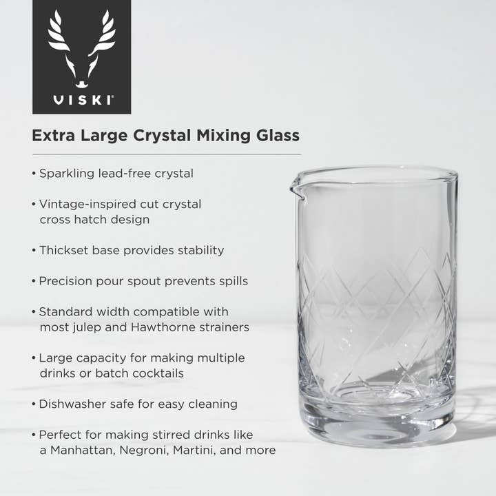 Viski - Wholesale Cocktail Shaker - Viski Professional Extra Large Crystal Cocktail Mixing Glass