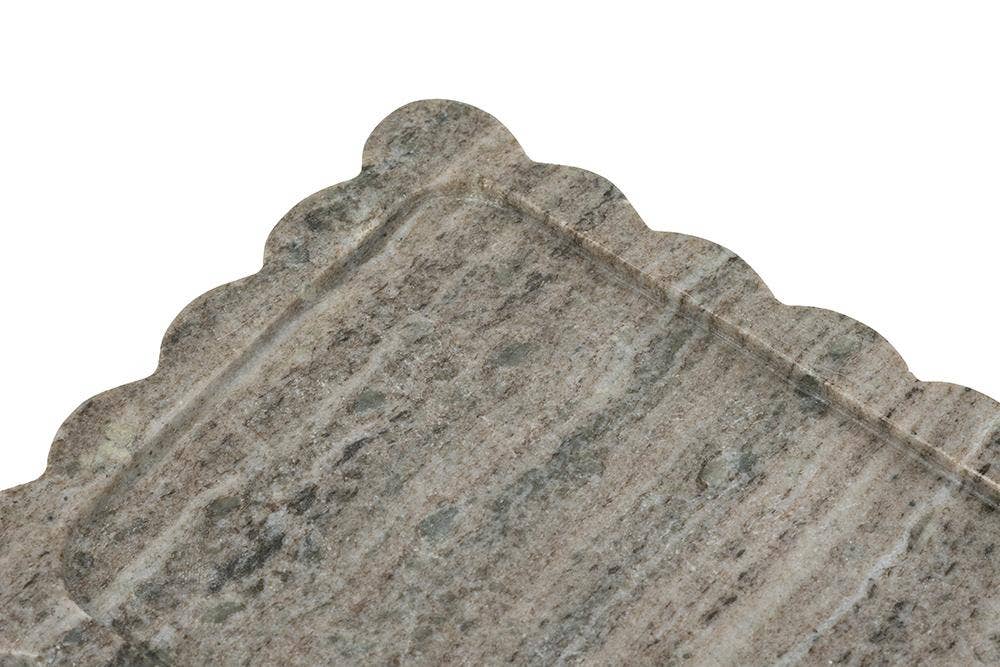 A&B Home Group Inc. - Wholesale Decorative Tray - 14x8" Scalloped Marble Tray with Natural Gray Finish2