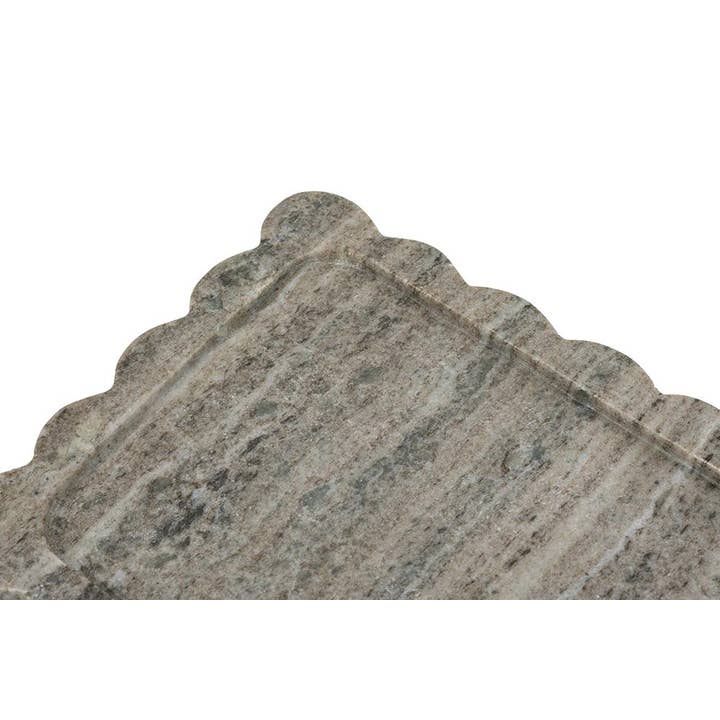 A&B Home Group Inc. - Wholesale Decorative Tray - 14x8" Scalloped Marble Tray with Natural Gray Finish2