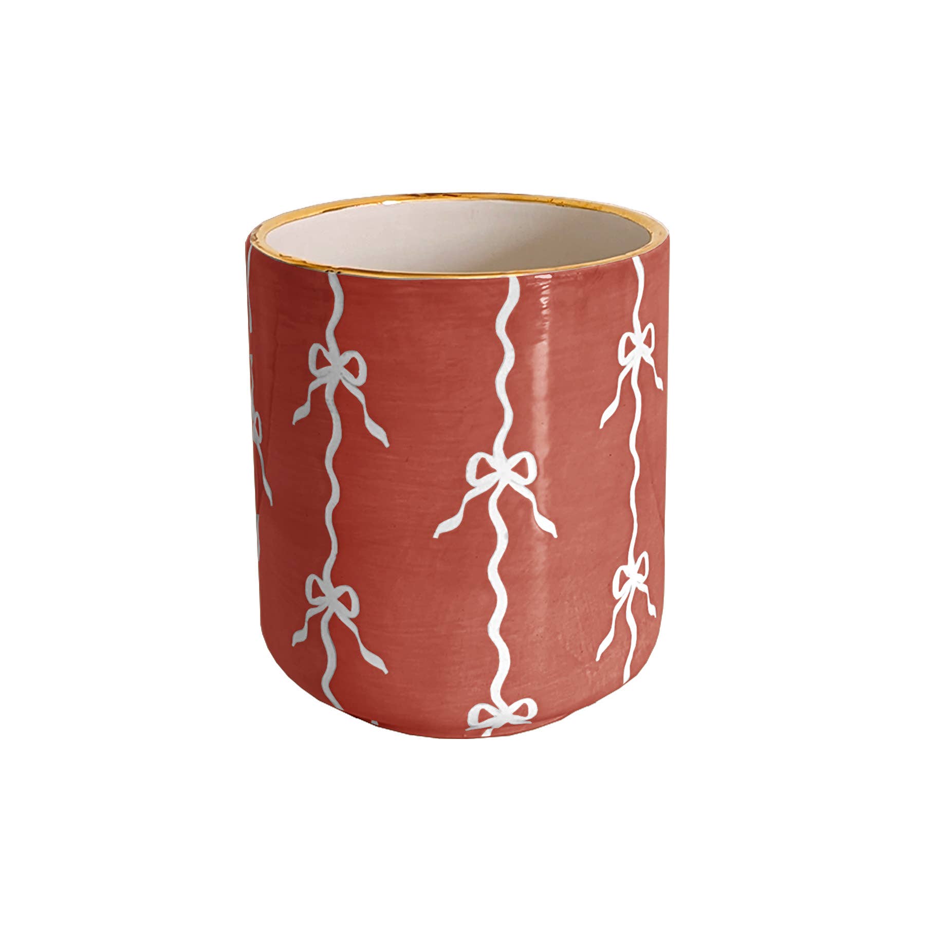 Lo Home | Ruby Clay - Wholesale Vase - Bow Stripe Vase with 22K Gold Accent8