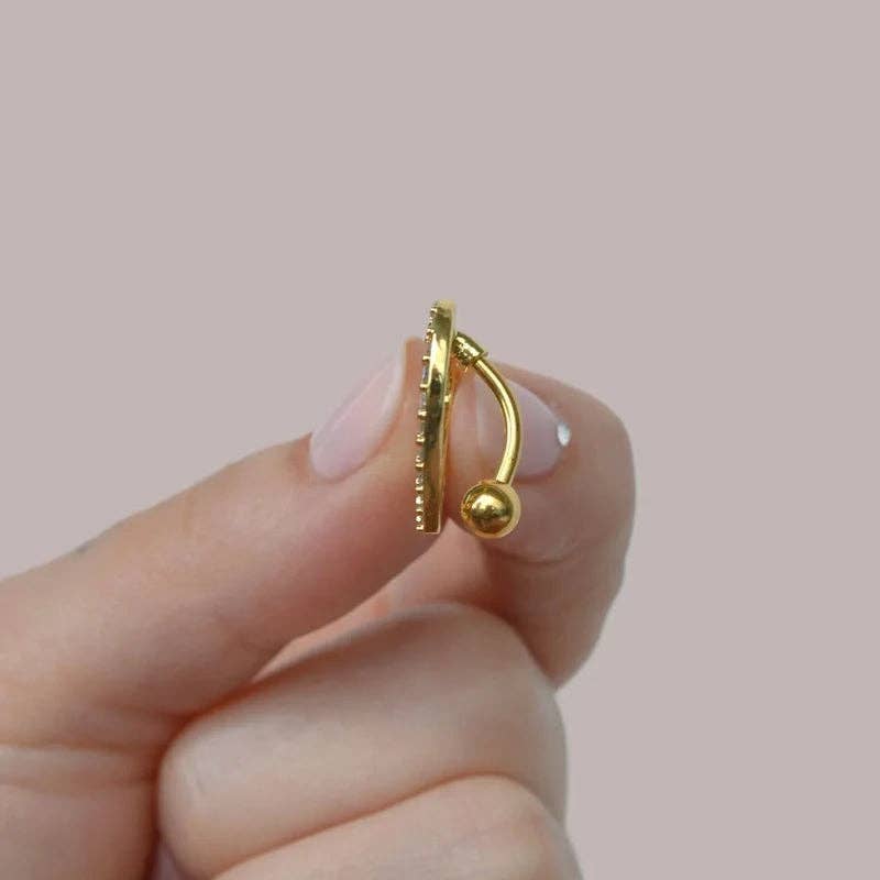 StockJWL - Vente Piercing de nombril - Piercing nombril cœur élégant, barre courbée en acier inoxydable doré/argenté3