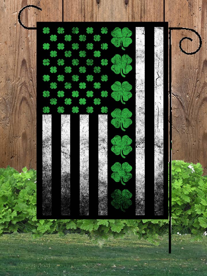 USA-flagga med klöverträdgårdsflagga för wholesale av Happy Cow Lawn Decor