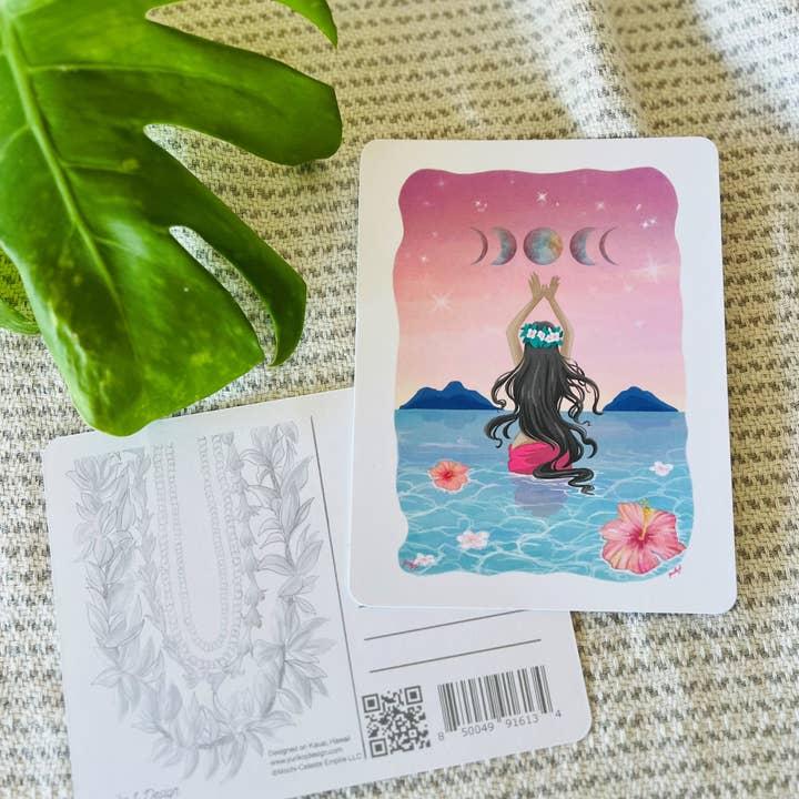 Island Stickers & More / Yuriko J. Design – Großhandel Postkarten – Lanikai Moon Postkarte mit abgerundeten Ecken