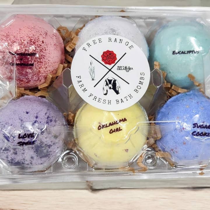 Steele Family Farm - Vente Bombe de bain/poudre effervescente pour le bain - Caisse d'oeufs bombe de bain ~ demi-douz~