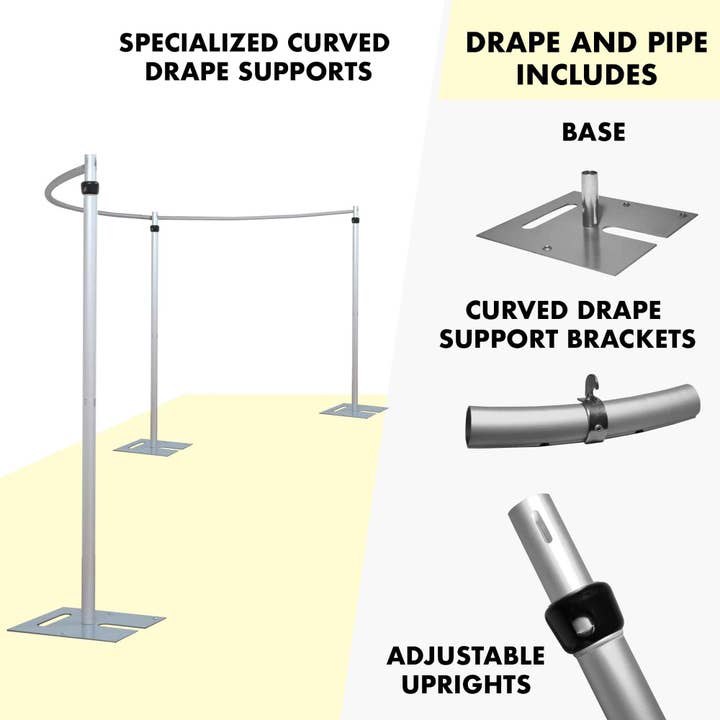 Kit de tuyaux incurvés et de drapés Portowall, 6 pieds à 10 pieds pour la vente par Portofino International Trading, USA