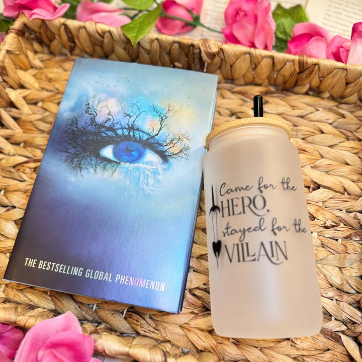 Natalia's Literary Boutique - Wholesale Drinking Glass/Cup - Came for the Hero Stayed for the Villain 16oz Frosted Cup
