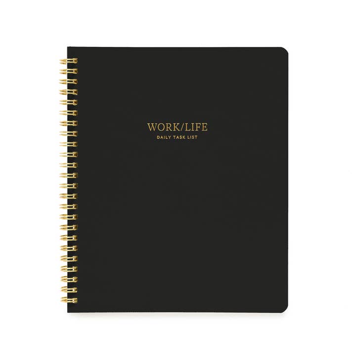 Black Work/Life Spiral Notebook for wholesale by Sugar Paper
