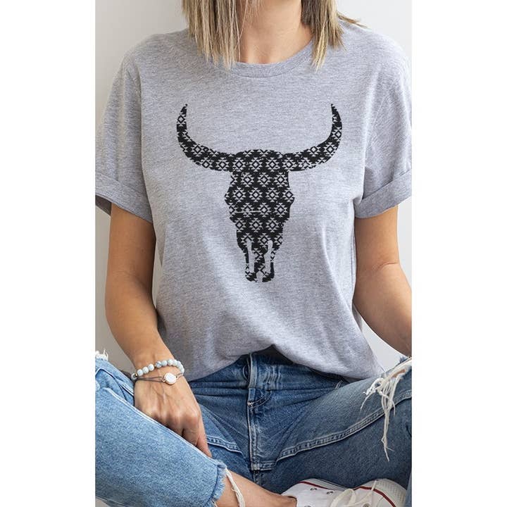 South Western Print Longhorn Country Graphic Tee for wholesale by Select Apparel