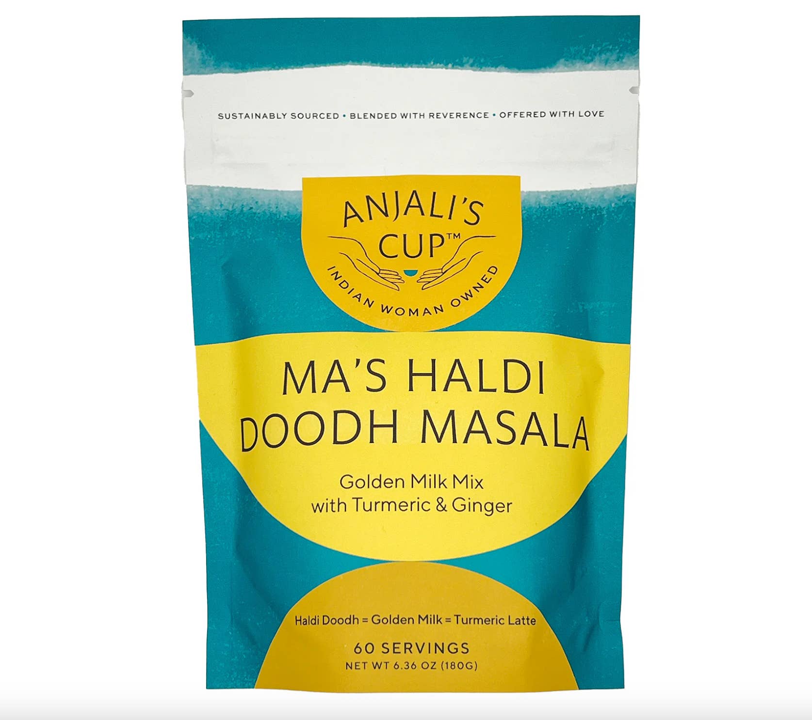 Anjali's Cup - Wholesale Powdered health drink - Ma's Haldi Doodh Masala, 60 Serving Pouch - Golden Milk Mix